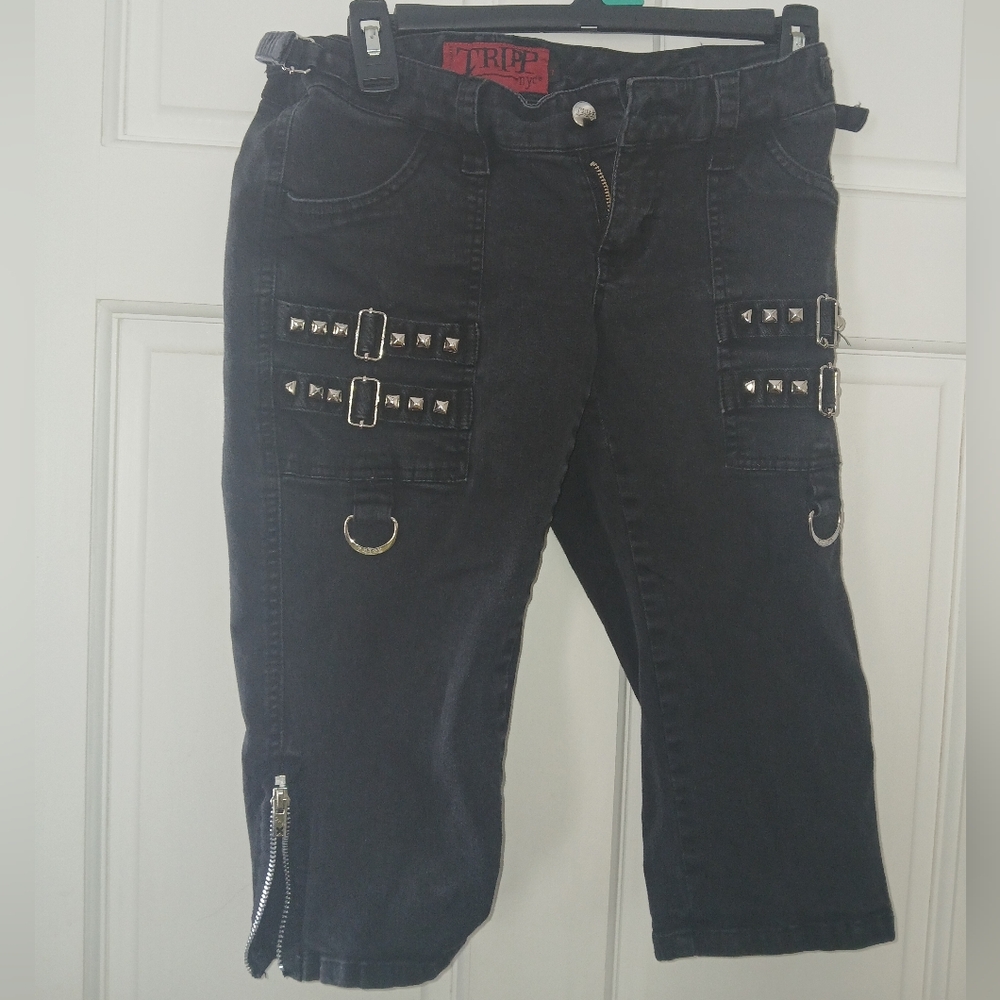 Tripp nyc Women's Black Jean Short with Studded Details